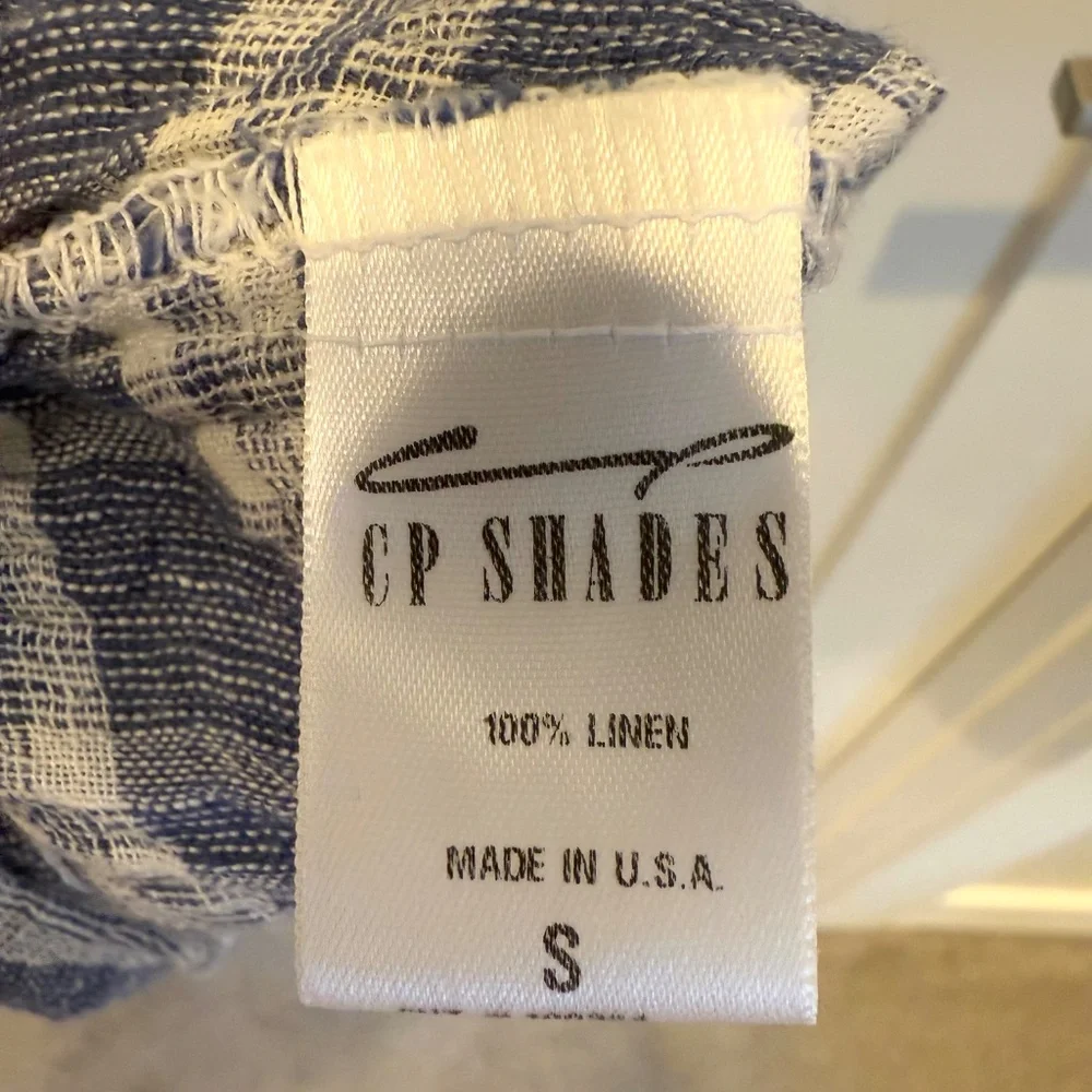 CP Shades Blue White Plaid Linen Regina Cap Sleeve Tunic Dress size small - Picture 5 of 6
